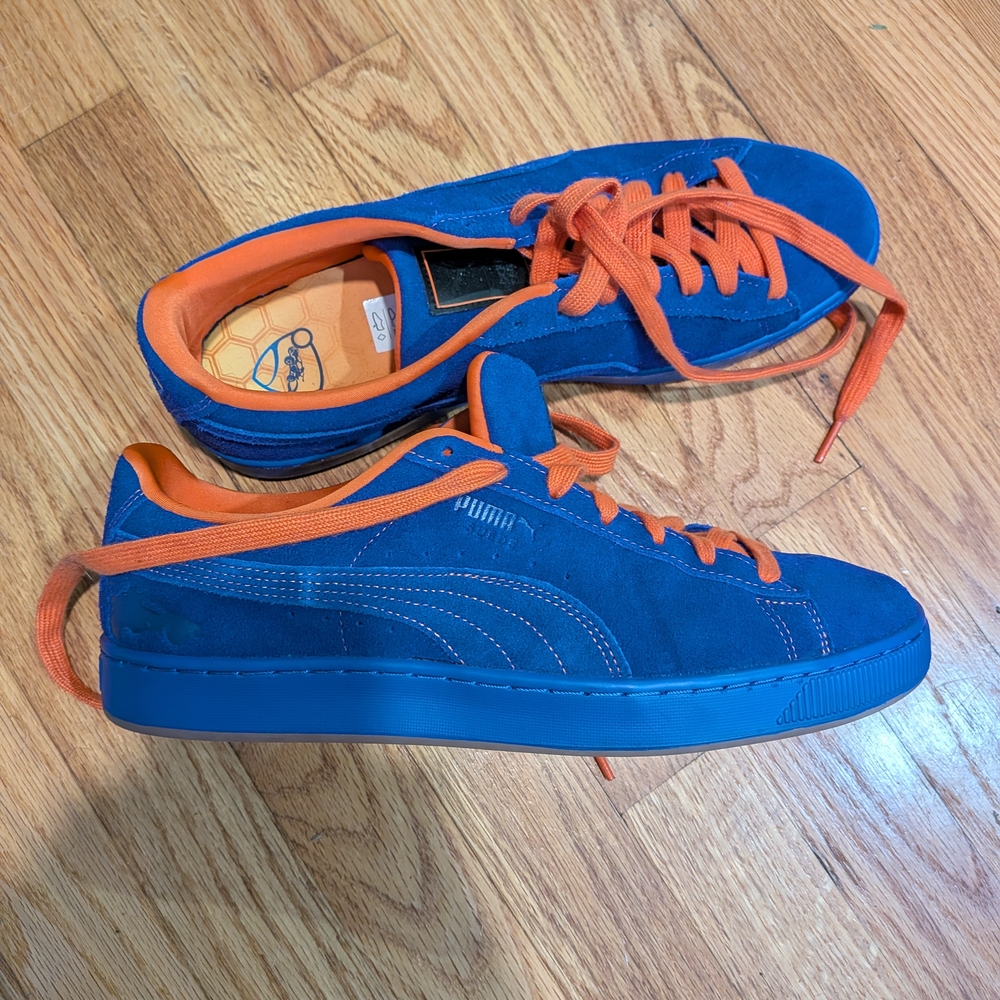 Puma Blue and Orange Sneakers Rocket League Suede Mens 10.5